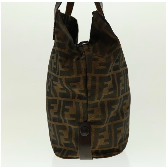 FENDI ZUCCA VINTAGE FOLDABLE NYLON/LEATHER MONOGRAM TOTE/ HANDBAG “DOUBLE F’S” - Picture 2 of 16